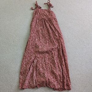 Old Navy Red Floral Dress with Tie Straps